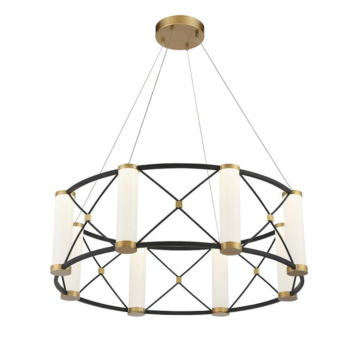 Savoy House Aries LED Pendant, Black/Brass/White Opal