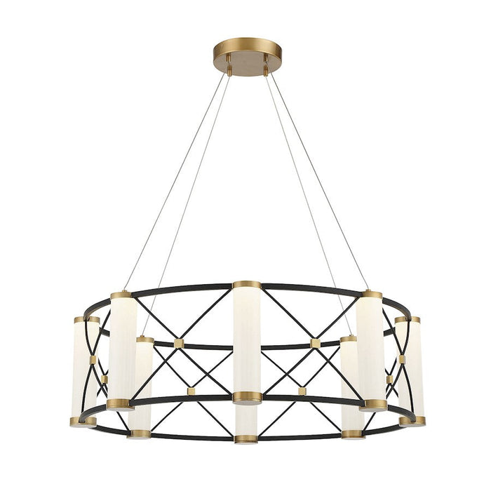 Savoy House Aries LED Pendant, Black/Brass/White Opal
