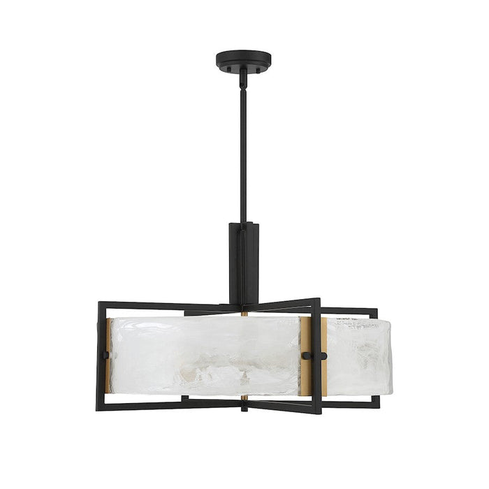 Savoy House Hayward 5 Light Pendant, Black/Brass/Strie Piastra