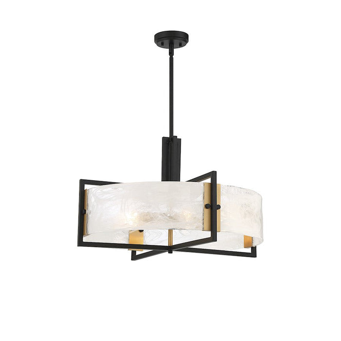 Savoy House Hayward 5 Light Pendant, Black/Brass/Strie Piastra