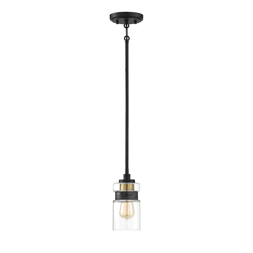 Savoy House Colfax 1 Light Mini Pendant, Bronze with Brass Accents