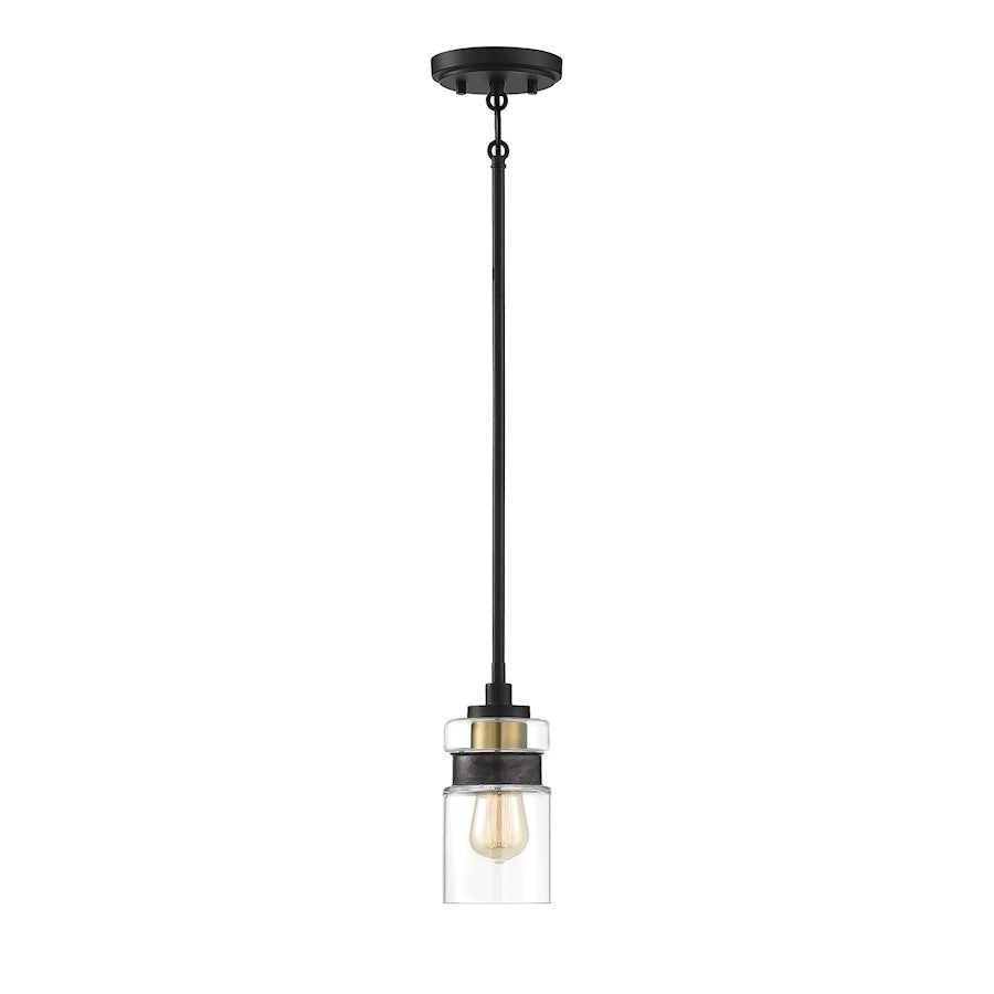 Savoy House Colfax 1 Light Mini Pendant, Bronze with Brass Accents