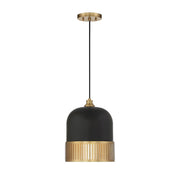 Savoy House Eclipse 1 LightÂ Pendant, Matte Black/Warm Brass - 7-1810-1-143