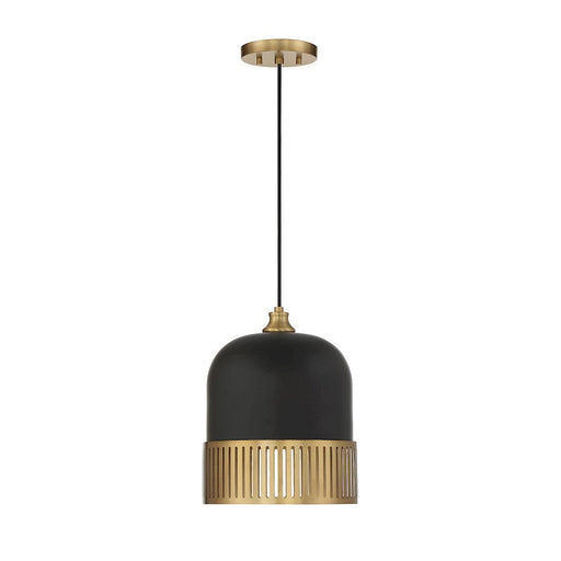 Savoy House Eclipse 1 LightÂ Pendant, Matte Black/Warm Brass