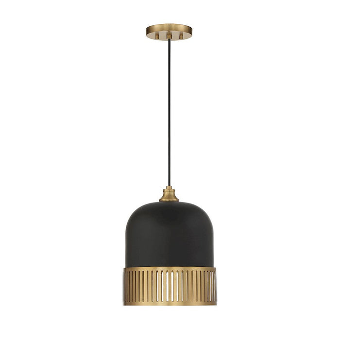 Savoy House Eclipse 1 LightÂ Pendant, Matte Black/Warm Brass