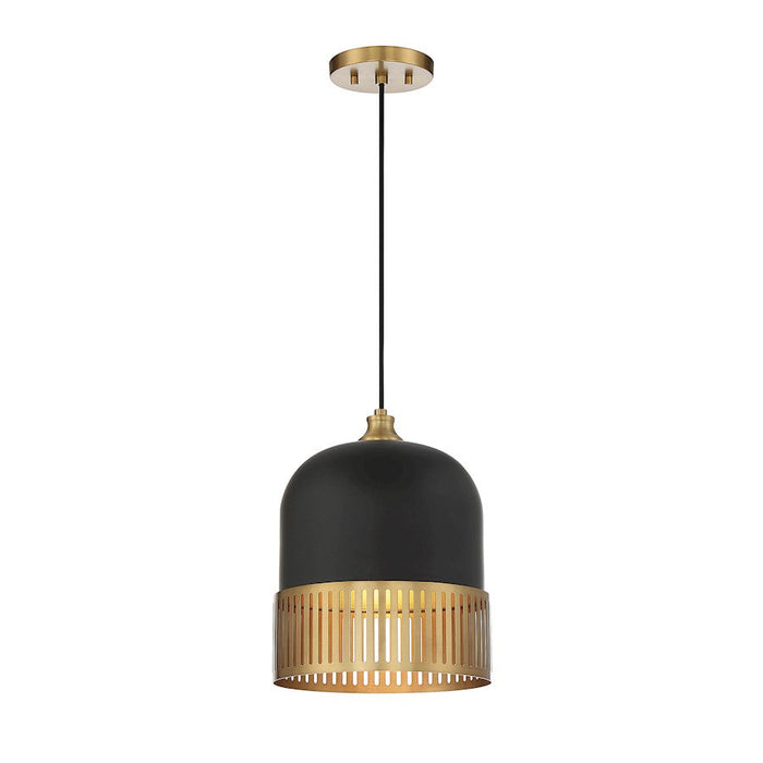 Savoy House Eclipse 1 LightÂ Pendant, Matte Black/Warm Brass