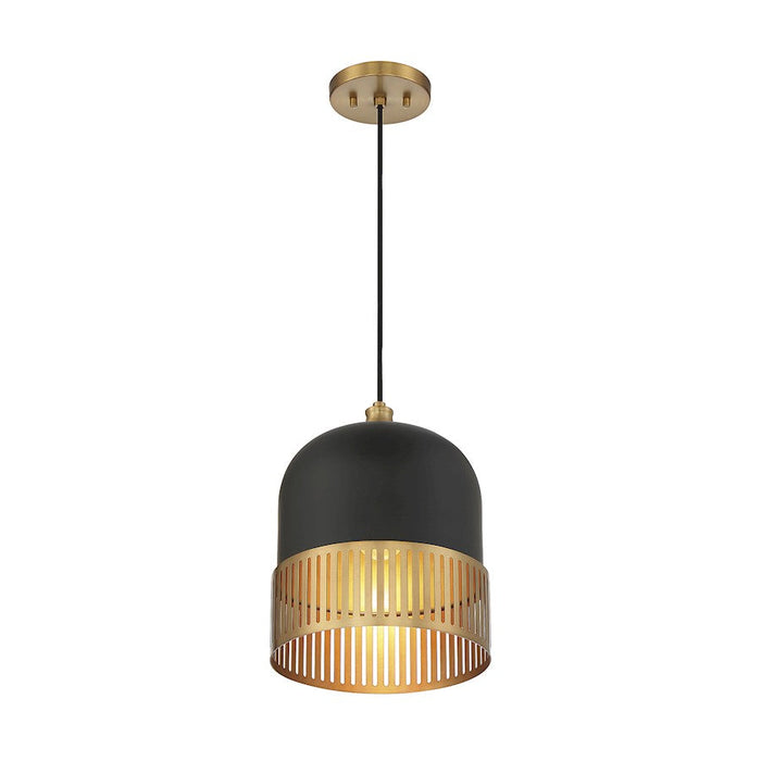 Savoy House Eclipse 1 LightÂ Pendant, Matte Black/Warm Brass