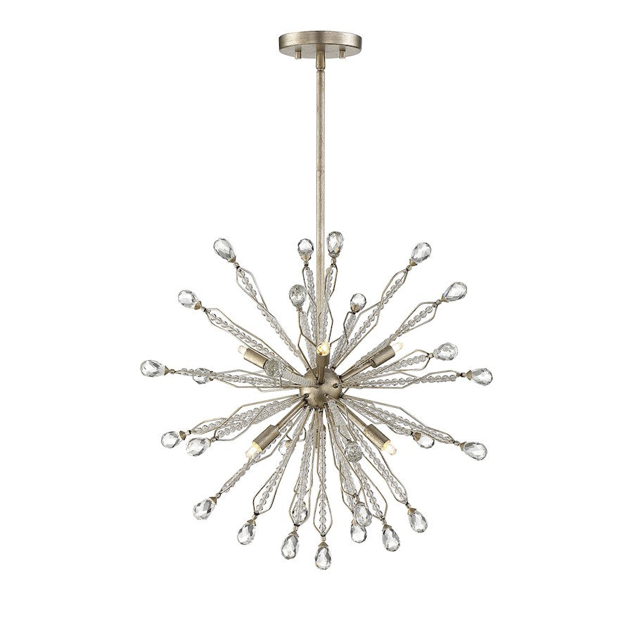 Savoy House Alcott 6 Light Pendant, Silver Lace