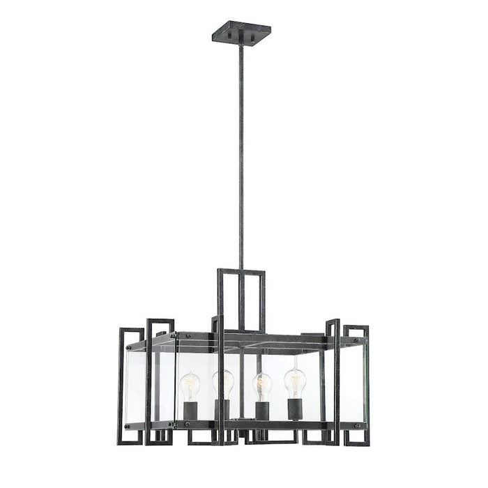 Savoy House Bennington 4 Light Pendant, Black Steel