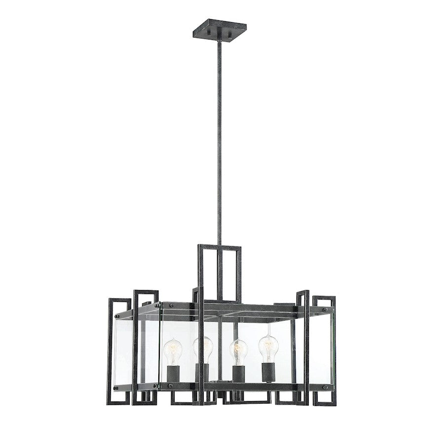 Savoy House Bennington 4 Light Pendant, Black Steel