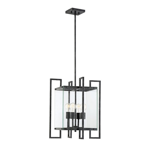 Savoy House Bennington 4 Light Pendant, Black Steel
