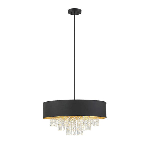 Savoy House Sparkler 6 Light Pendant, Black with Gold Leaf