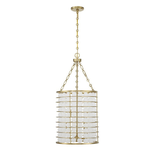 Savoy House Byron 6 Light Pendant, Warm Brass/Frosted