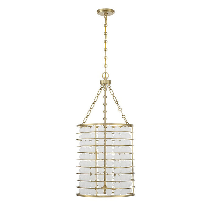 Savoy House Byron 6 Light Pendant, Warm Brass/Frosted