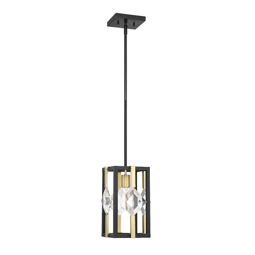 Savoy House Lowell 1 Light Mini Pendant, Bronze with Brass Accents