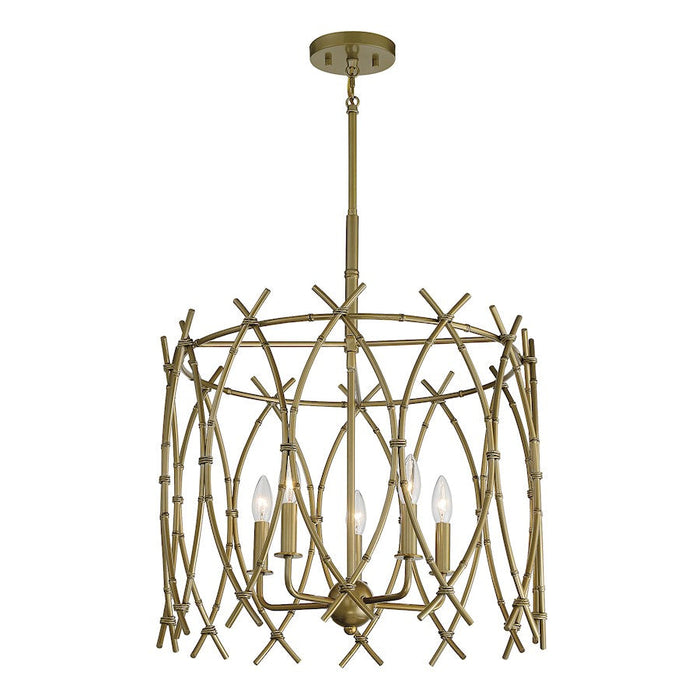 Savoy House Cornwall 5 Light Pendant, New Burnished Brass