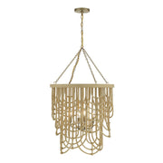 Savoy House Bremen 4 Light Pendant, Warm Brass/Natural Rattan - 7-7910-4-177