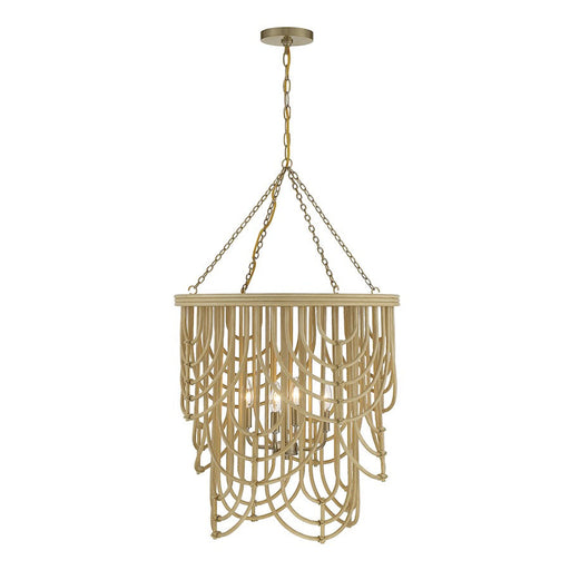 Savoy House Bremen 4 Light Pendant, Warm Brass/Natural Rattan - 7-7910-4-177