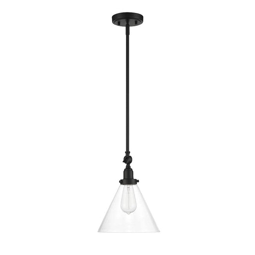 Savoy House Drake 1 Light Pendant, Matte Black/Clear