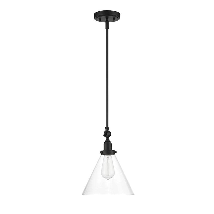 Savoy House Drake 1 Light Pendant, Matte Black/Clear