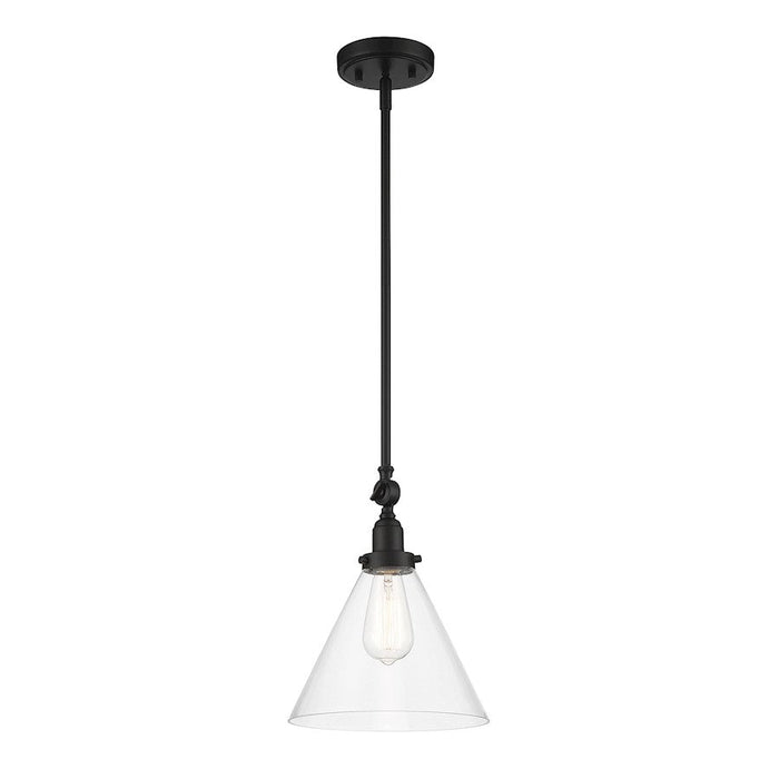 Savoy House Drake 1 Light Pendant, Matte Black/Clear