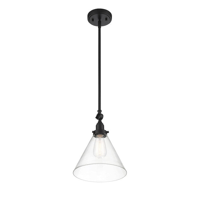 Savoy House Drake 1 Light Pendant, Matte Black/Clear