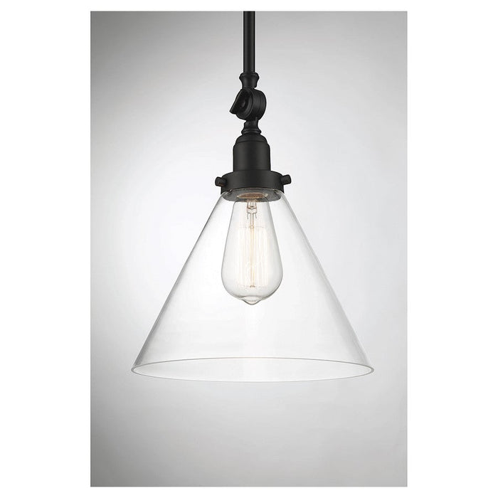 Savoy House Drake 1 Light Pendant, Matte Black/Clear