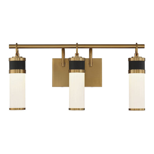 Savoy House Abel 3 Light LED Vanity Light, Black/Brass/White Opal - 8-1638-3-143