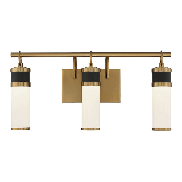 Savoy House Abel 3 Light LED Vanity Light, Black/Brass/White Opal - 8-1638-3-143