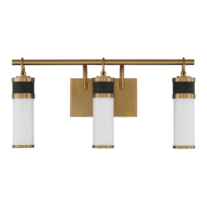 Savoy House Abel 3 Light LED Vanity Light, Black/Brass/White Opal