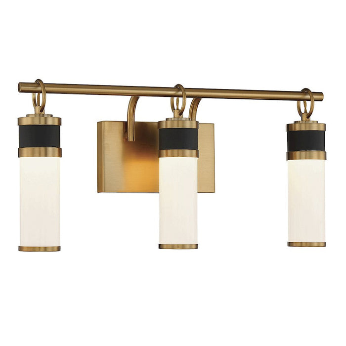 Savoy House Abel 3 Light LED Vanity Light, Black/Brass/White Opal