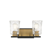 Savoy House Sidney 2 Light Vanity, Black/Brass/Clear Piastra - 8-1720-2-143