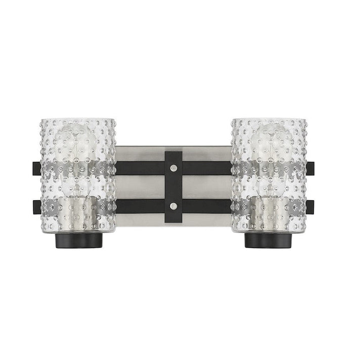 Savoy House Colt 2 Light Vanity Light, Black/Satin Nickel/Hobnail