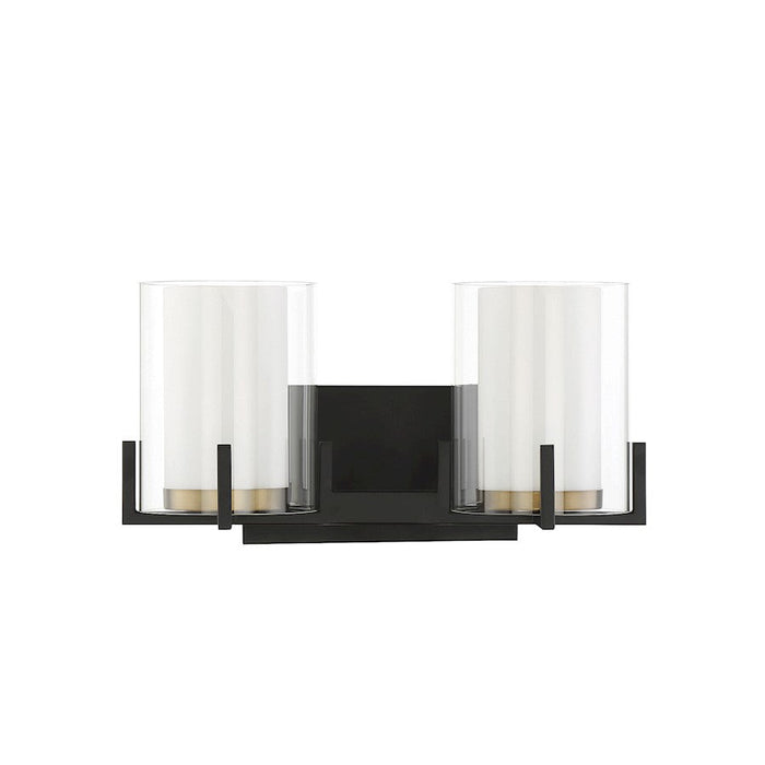 Savoy House Eaton 2 Light Vanity Light, Black/Brass/Clear