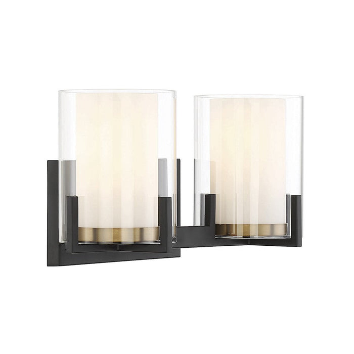 Savoy House Eaton 2 Light Vanity Light, Black/Brass/Clear