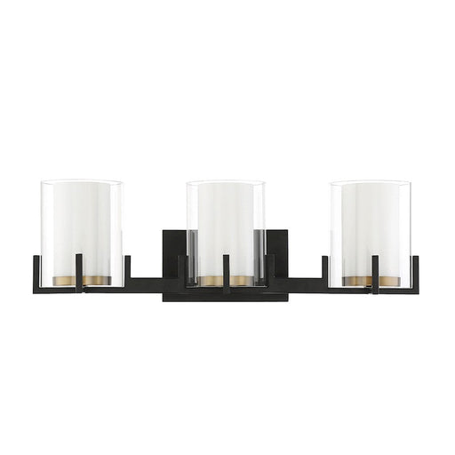Savoy House Eaton 3 Light Vanity Light, Black/Brass/Clear