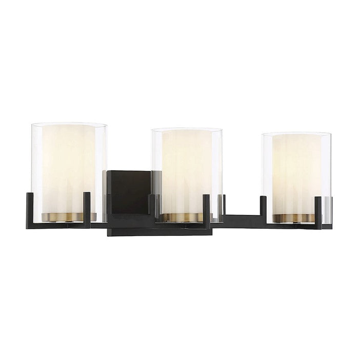 Savoy House Eaton 3 Light Vanity Light, Black/Brass/Clear