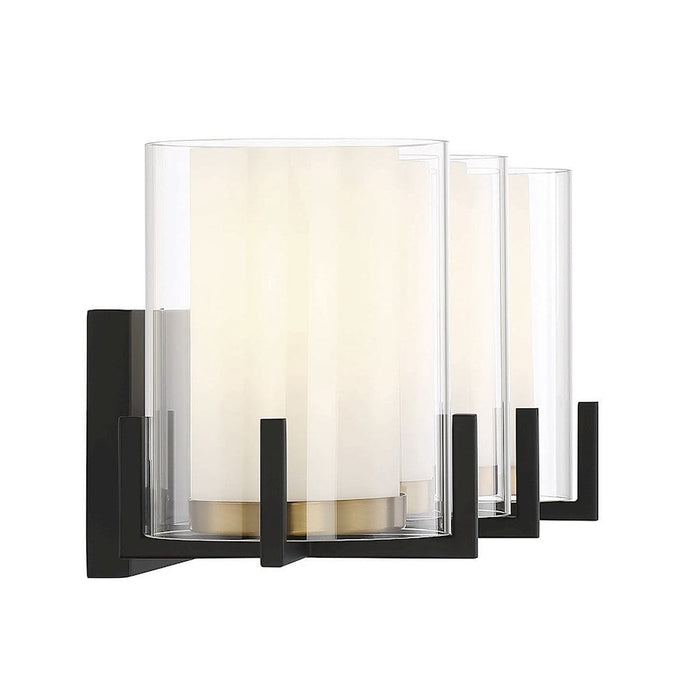 Savoy House Eaton 3 Light Vanity Light, Black/Brass/Clear