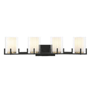 Savoy House Eaton 4 Light Vanity Light, Black/Brass/Clear - 8-1977-4-143