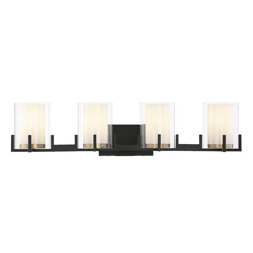 Savoy House Eaton 4 Light Vanity Light, Black/Brass/Clear - 8-1977-4-143