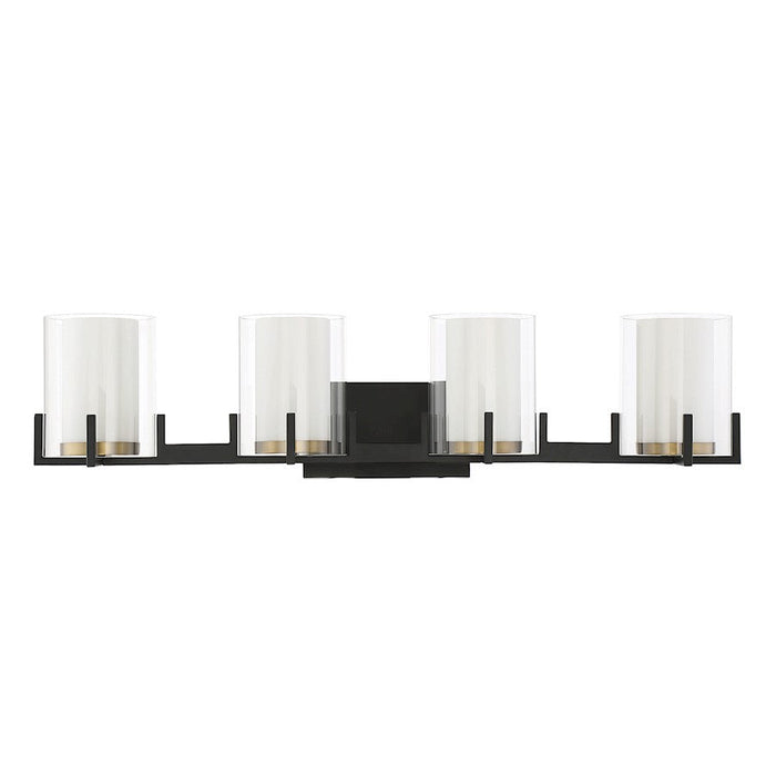 Savoy House Eaton 4 Light Vanity Light, Black/Brass/Clear