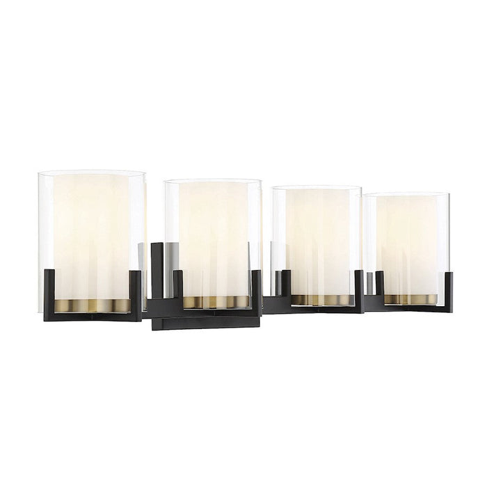 Savoy House Eaton 4 Light Vanity Light, Black/Brass/Clear