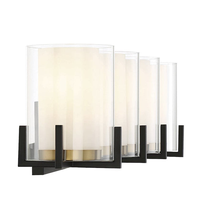 Savoy House Eaton 4 Light Vanity Light, Black/Brass/Clear