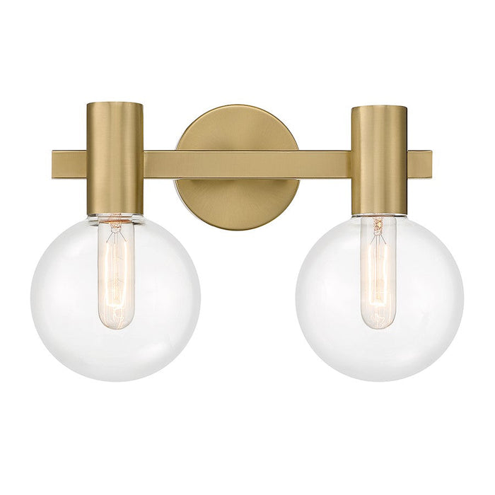 Essentials Wright 2 Light Bathroom Vanity, Warm Brass/Clear - 8-3076-2-322