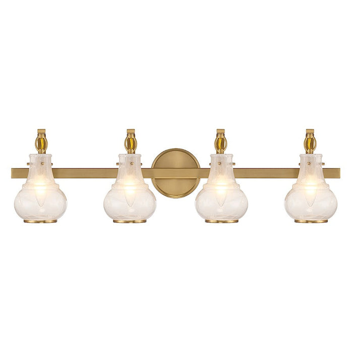 Savoy House Adams 4 Light Bathroom Vanity, Warm Brass/White - 8-4417-4-322