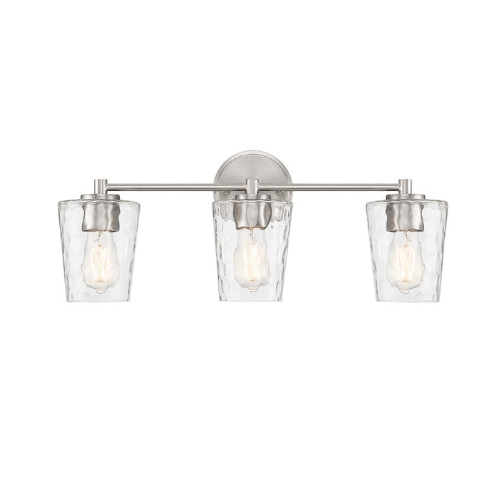 Essentials Ballas 3 Light Bathroom Vanity, Nickel/Clear Hammered - 8-5606-3-SN