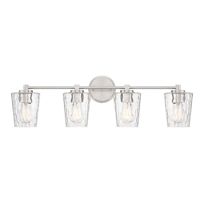 Essentials Ballas 4 Light Bathroom Vanity, Nickel/Clear Hammered - 8-5606-4-SN