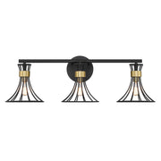 Savoy House Breur 3 Light Bathroom Vanity, Black/Brass Accents - 8-6080-3-143
