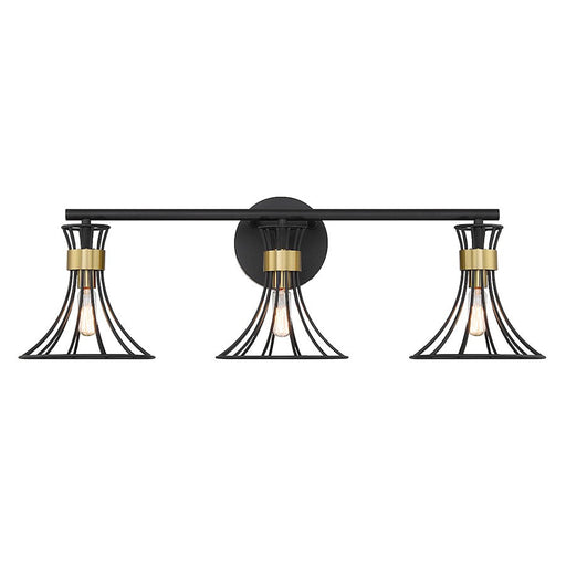 Savoy House Breur 3 Light Bathroom Vanity, Black/Brass Accents - 8-6080-3-143