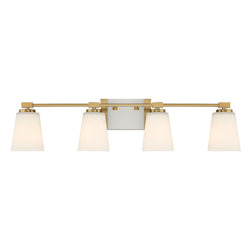 Savoy House Darby 4 Light Bathroom Vanity, Brass/White Opal - 8-6901-4-322